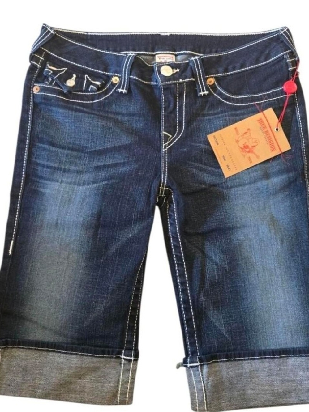 True Religion Y2k Women's Sophie Bermuda Denim Shorts NWT
